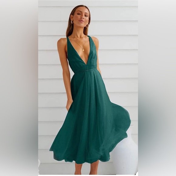 Burnt Orange, Medium, Tea-length Party Dress - Picture 8 of 8